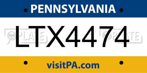 LTX4474 Pennsylvania License Plate
