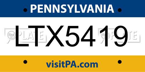 LTX5419 Pennsylvania License Plate