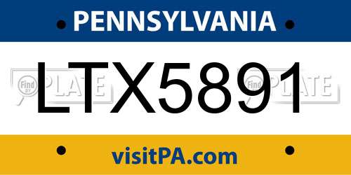 LTX5891 Pennsylvania License Plate