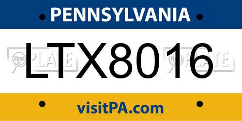 LTX8016 Pennsylvania License Plate