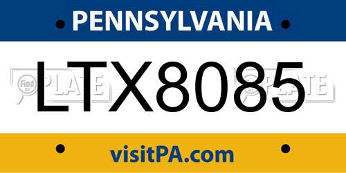 LTX8085 Pennsylvania License Plate