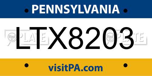 LTX8203 Pennsylvania License Plate
