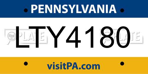LTY4180 Pennsylvania License Plate