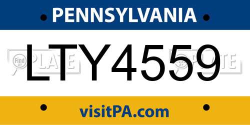 LTY4559 Pennsylvania License Plate