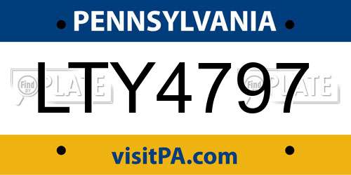 LTY4797 Pennsylvania License Plate