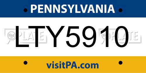 LTY5910 Pennsylvania License Plate