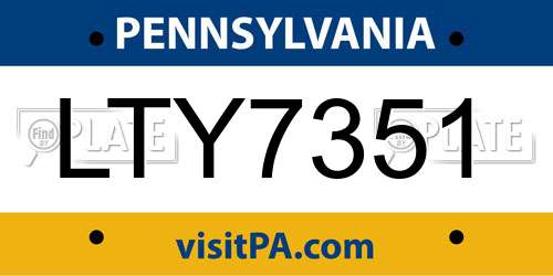 LTY7351 Pennsylvania License Plate