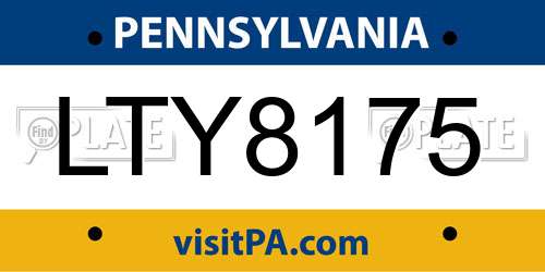 LTY8175 Pennsylvania License Plate