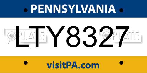 LTY8327 Pennsylvania License Plate