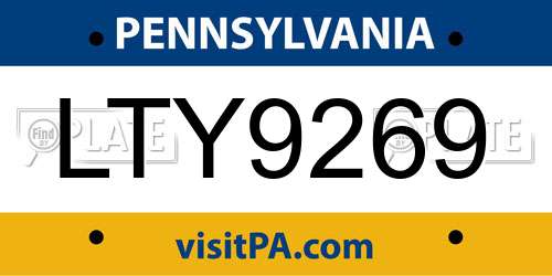 LTY9269 Pennsylvania License Plate