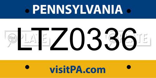 LTZ0336 Pennsylvania License Plate