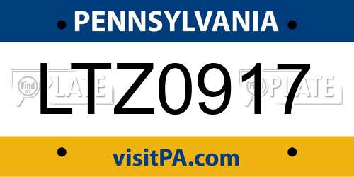 LTZ0917 Pennsylvania License Plate