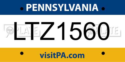 LTZ1560 Pennsylvania License Plate