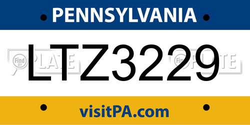 LTZ3229 Pennsylvania License Plate