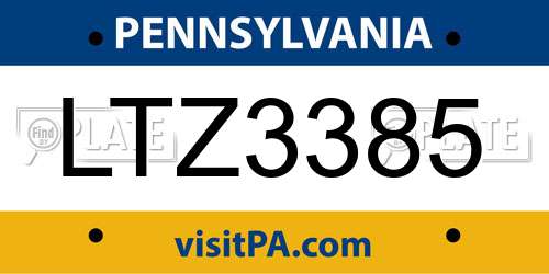 LTZ3385 Pennsylvania License Plate