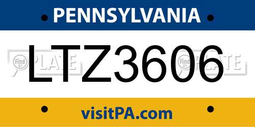 LTZ3606 Pennsylvania License Plate
