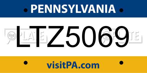 LTZ5069 Pennsylvania License Plate
