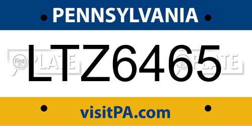 LTZ6465 Pennsylvania License Plate