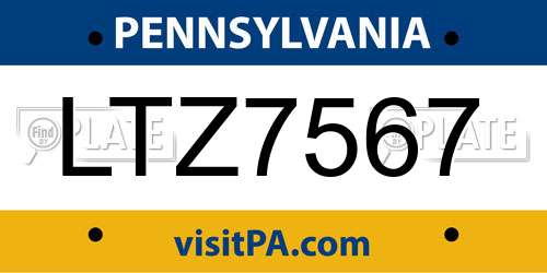 LTZ7567 Pennsylvania License Plate
