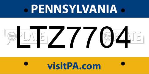 LTZ7704 Pennsylvania License Plate