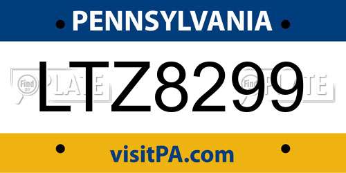 LTZ8299 Pennsylvania License Plate