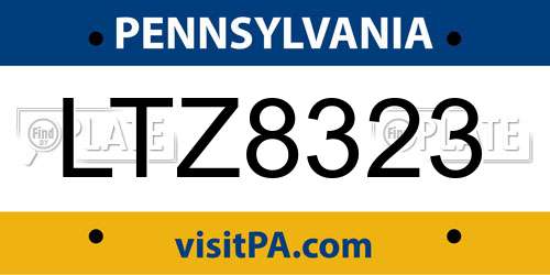 LTZ8323 Pennsylvania License Plate