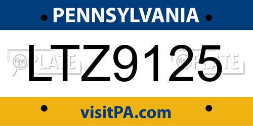 LTZ9125 Pennsylvania License Plate