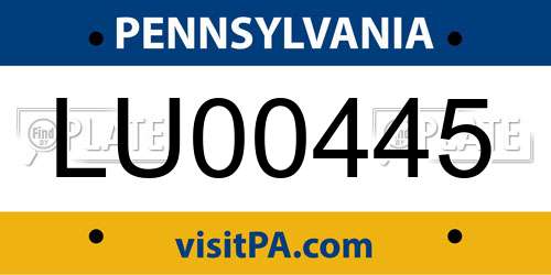 LU00445 Pennsylvania License Plate