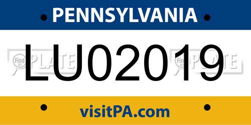 LU02019 Pennsylvania License Plate