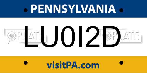 LU0I2D Pennsylvania License Plate