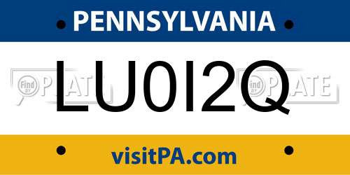 LU0I2Q Pennsylvania License Plate