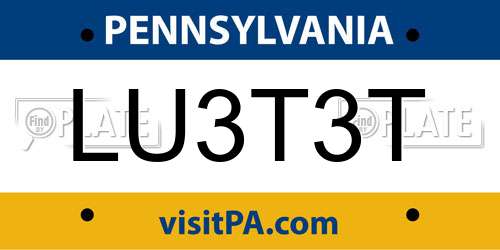 LU3T3T Pennsylvania License Plate