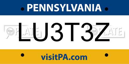 LU3T3Z Pennsylvania License Plate