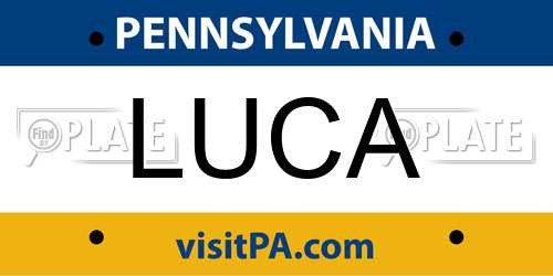 LUCA Pennsylvania License Plate