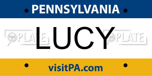 LUCY Pennsylvania License Plate