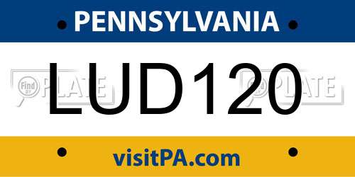 LUD120 Pennsylvania License Plate