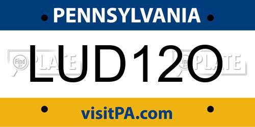 LUD12O Pennsylvania License Plate