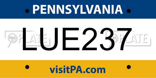 LUE237 Pennsylvania License Plate