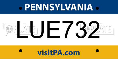 LUE732 Pennsylvania License Plate
