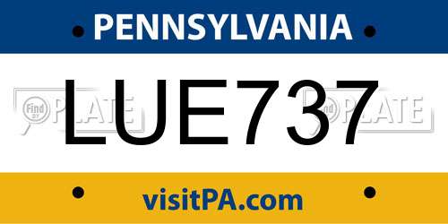 LUE737 Pennsylvania License Plate