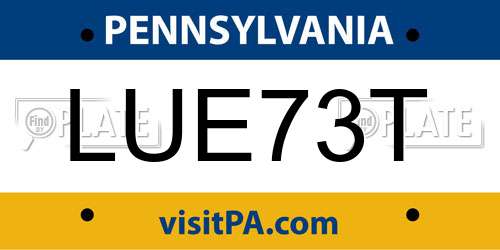LUE73T Pennsylvania License Plate