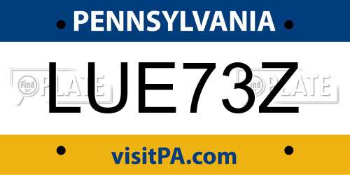 LUE73Z Pennsylvania License Plate