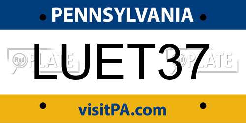 LUET37 Pennsylvania License Plate