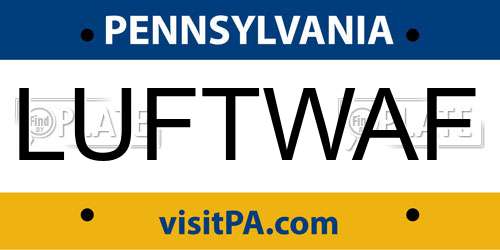LUFTWAF Pennsylvania License Plate