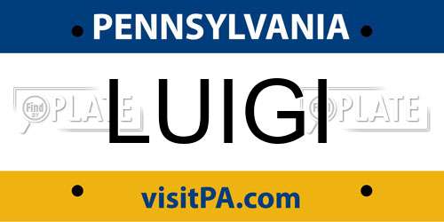 LUIGI Pennsylvania License Plate