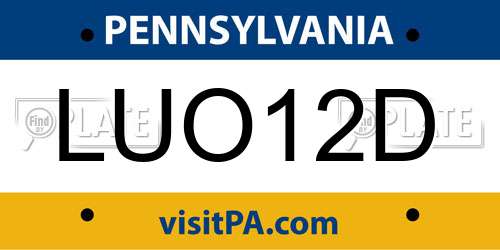 LUO12D Pennsylvania License Plate