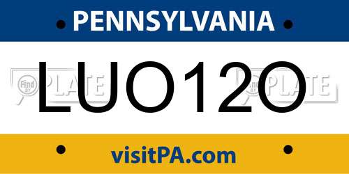 LUO12O Pennsylvania License Plate