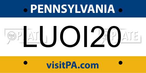 LUOI20 Pennsylvania License Plate