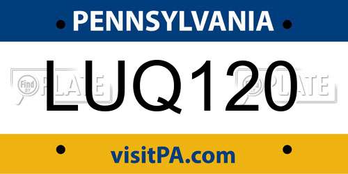 LUQ120 Pennsylvania License Plate