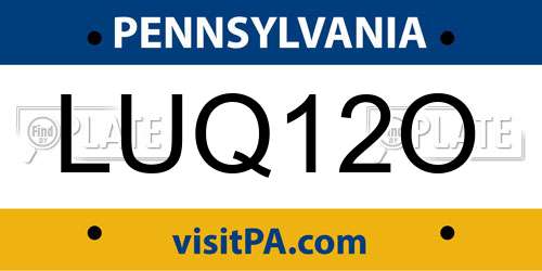LUQ12O Pennsylvania License Plate